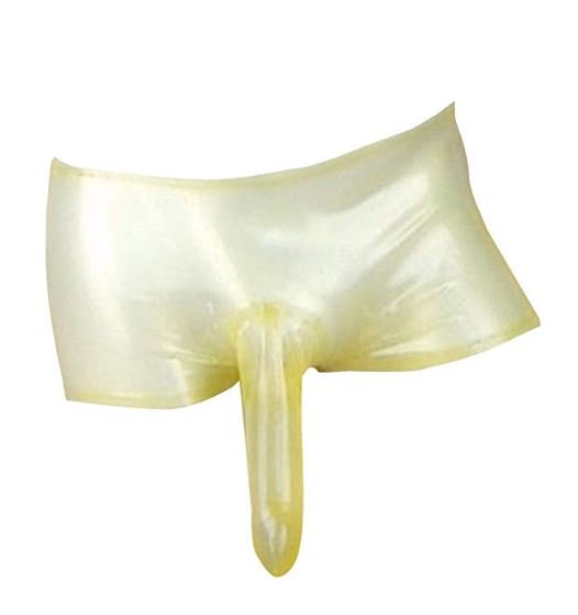 Latex shorts with condom.JPG